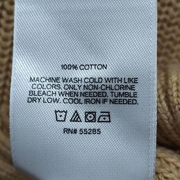 Express Knit Sweater Women Size L Tan V-Neck Grandpacore Preppy Winter Casual - Picture 7 of 7